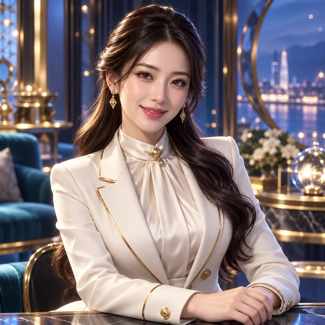 White-suited casino host in a luxury lounge